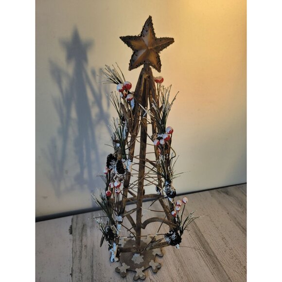 Metal frosted mistletoe frame table top tree Xmas home decor snow unique - Picture 4 of 6